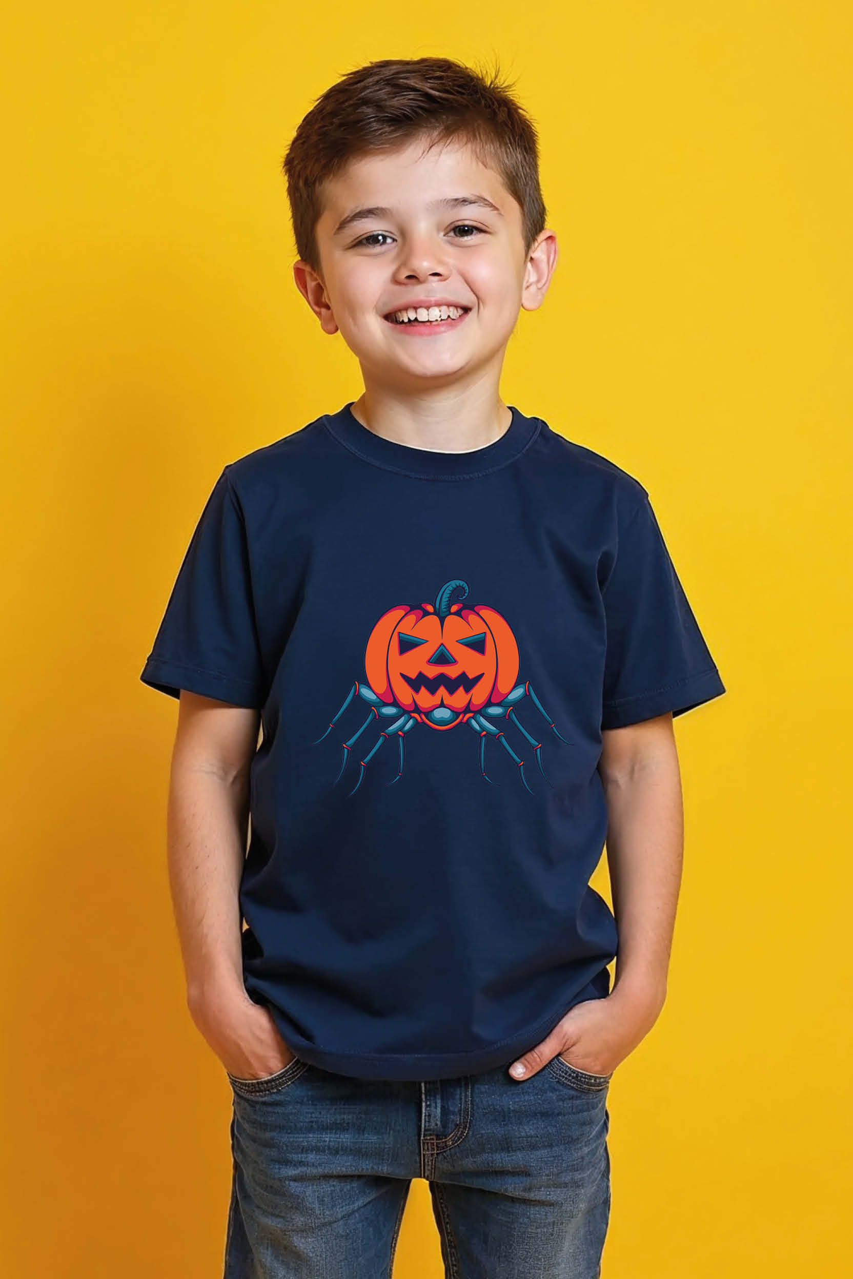 Spider Legs Jack-O'-Lantern T-Shirt Fashion Stylish Kids Graphic T-Shirt