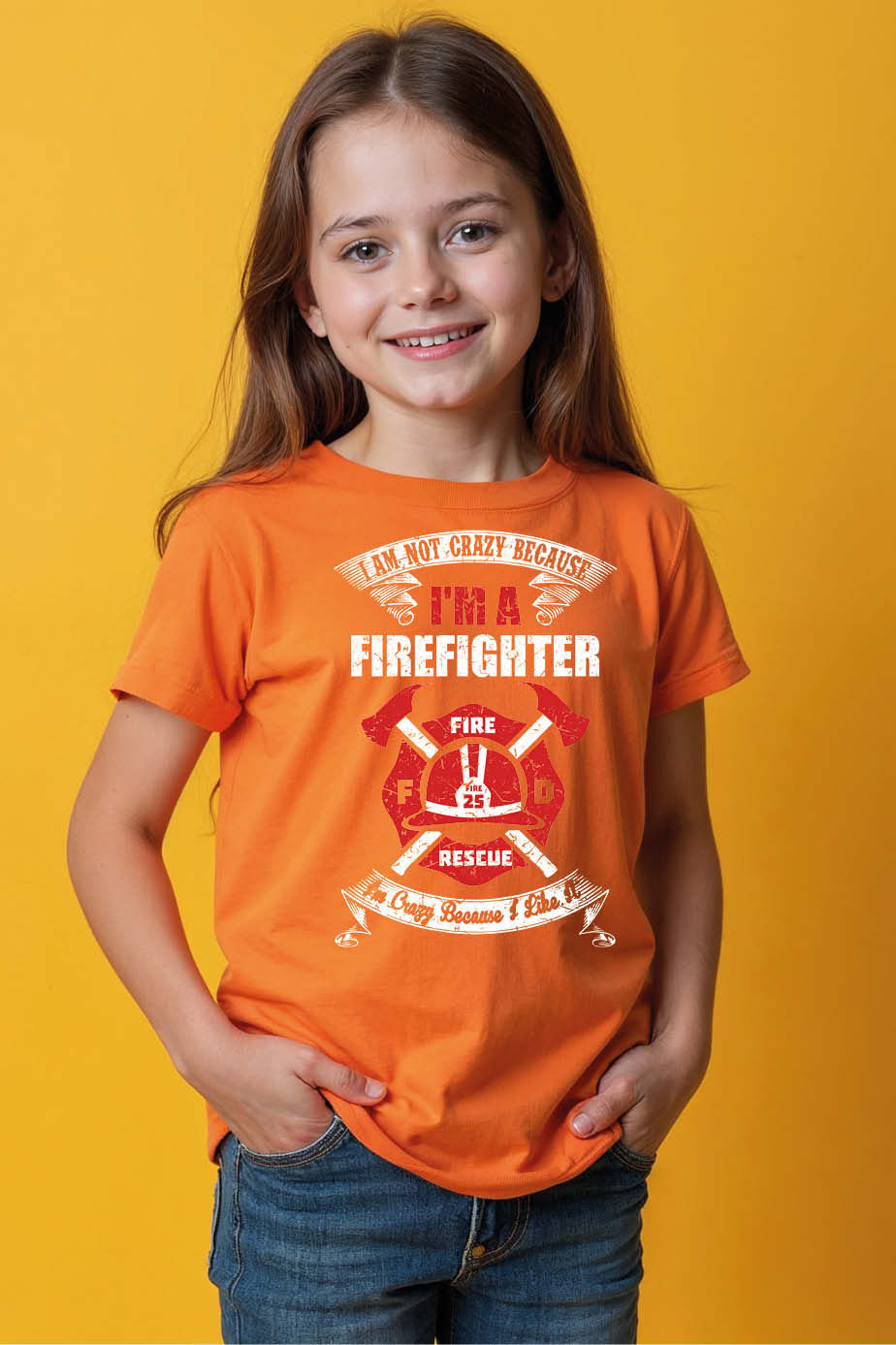 Thumbnail: i am not crazy because i m a firefighter Playful Typography Print T-Shirt
