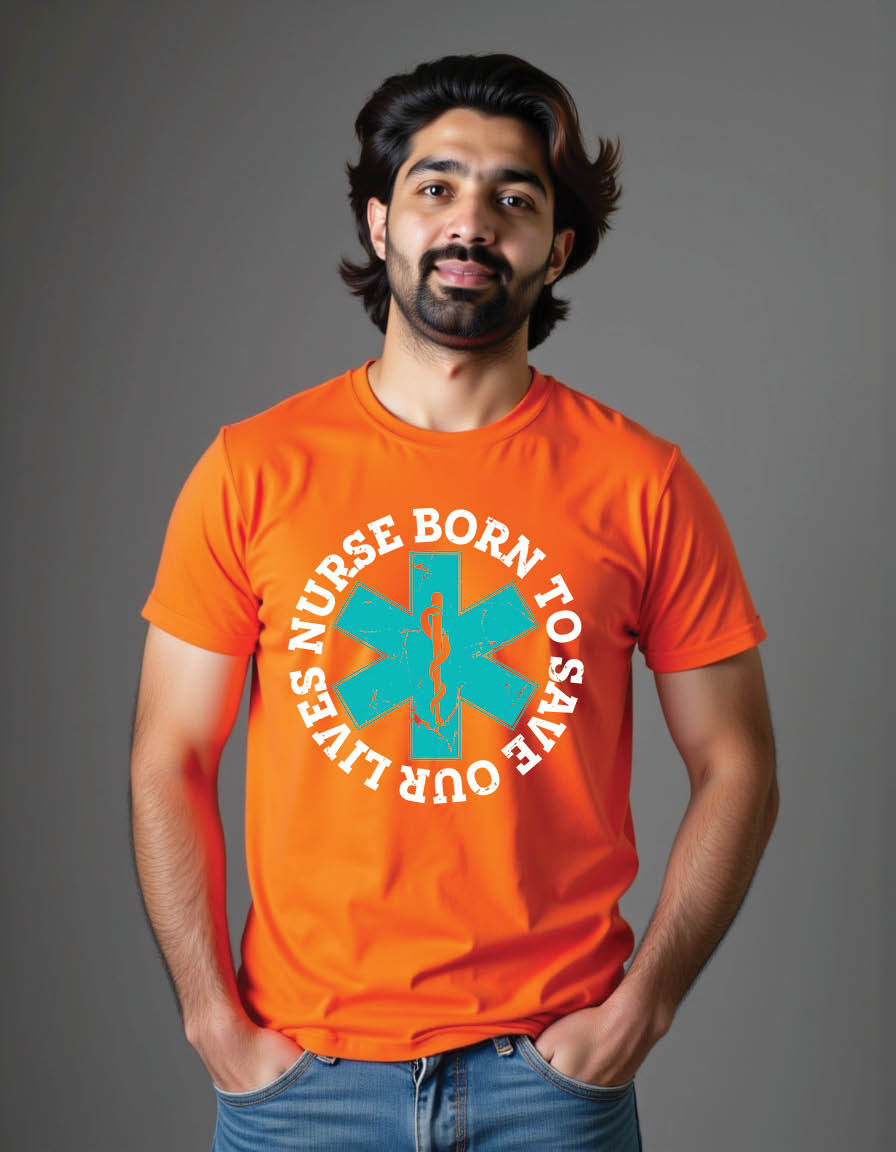 Thumbnail: nurse born save our lives nurse mens printed graphic t shirt