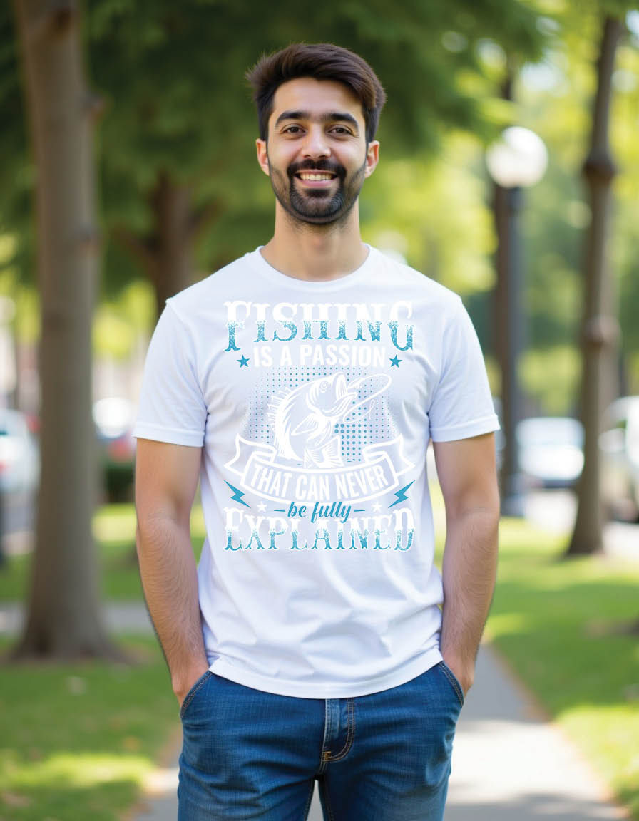Thumbnail: fishing is passion that can never be fully explaine mens printed graphic t shirt