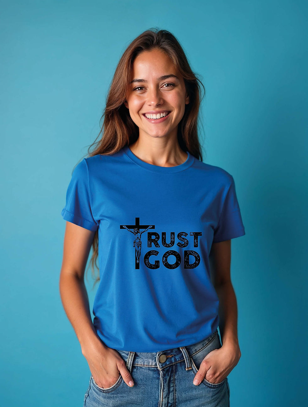 Thumbnail: trust god Vintage Unisex Printed Graphic T-Shirt For Mens, Womens & Kids