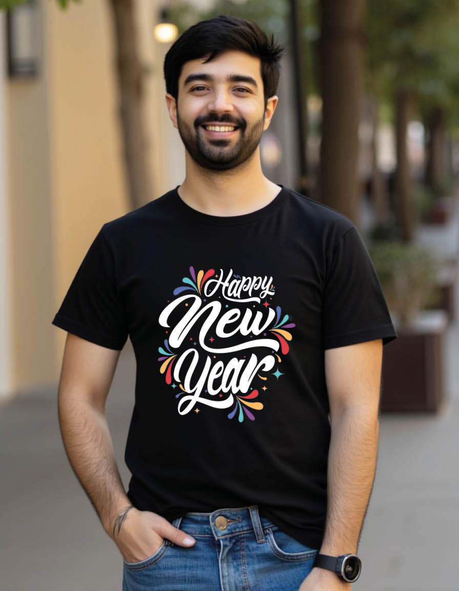 Thumbnail: Happy new year Unisex printed graphic t shirt