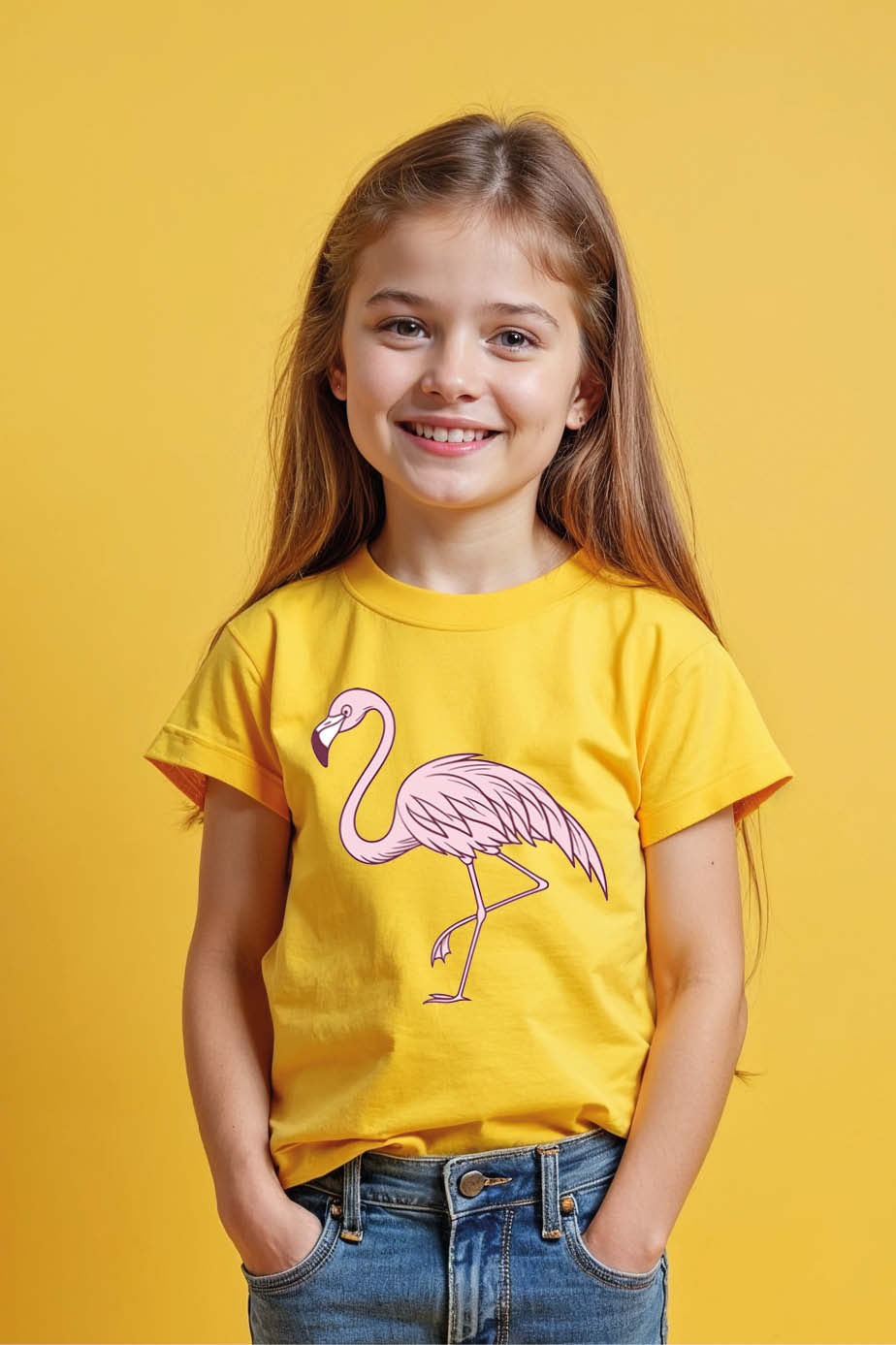 Thumbnail: Elegant Flamingo Print Kids Graphic T-Shirt Comfortable Typography Print T-Shirt