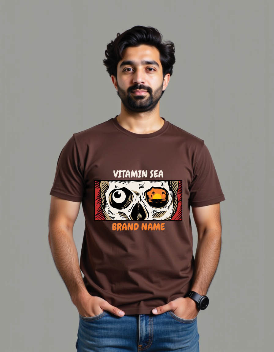 Thumbnail: skull face with sunset mens printed graphic t shirts