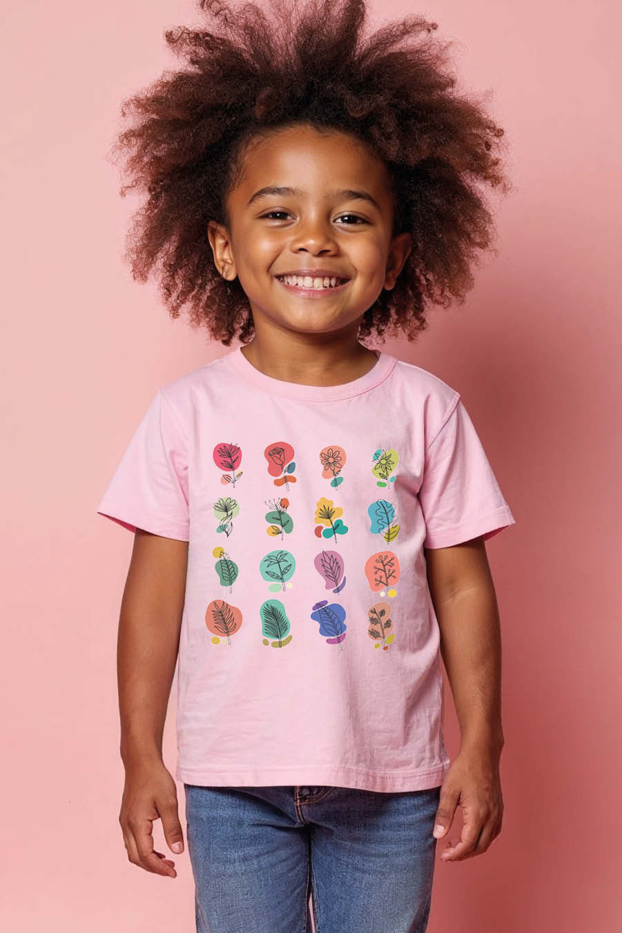 Abstract Colorful Floral and Botanical Pattern T-Shirt Fashion Kids Graphic