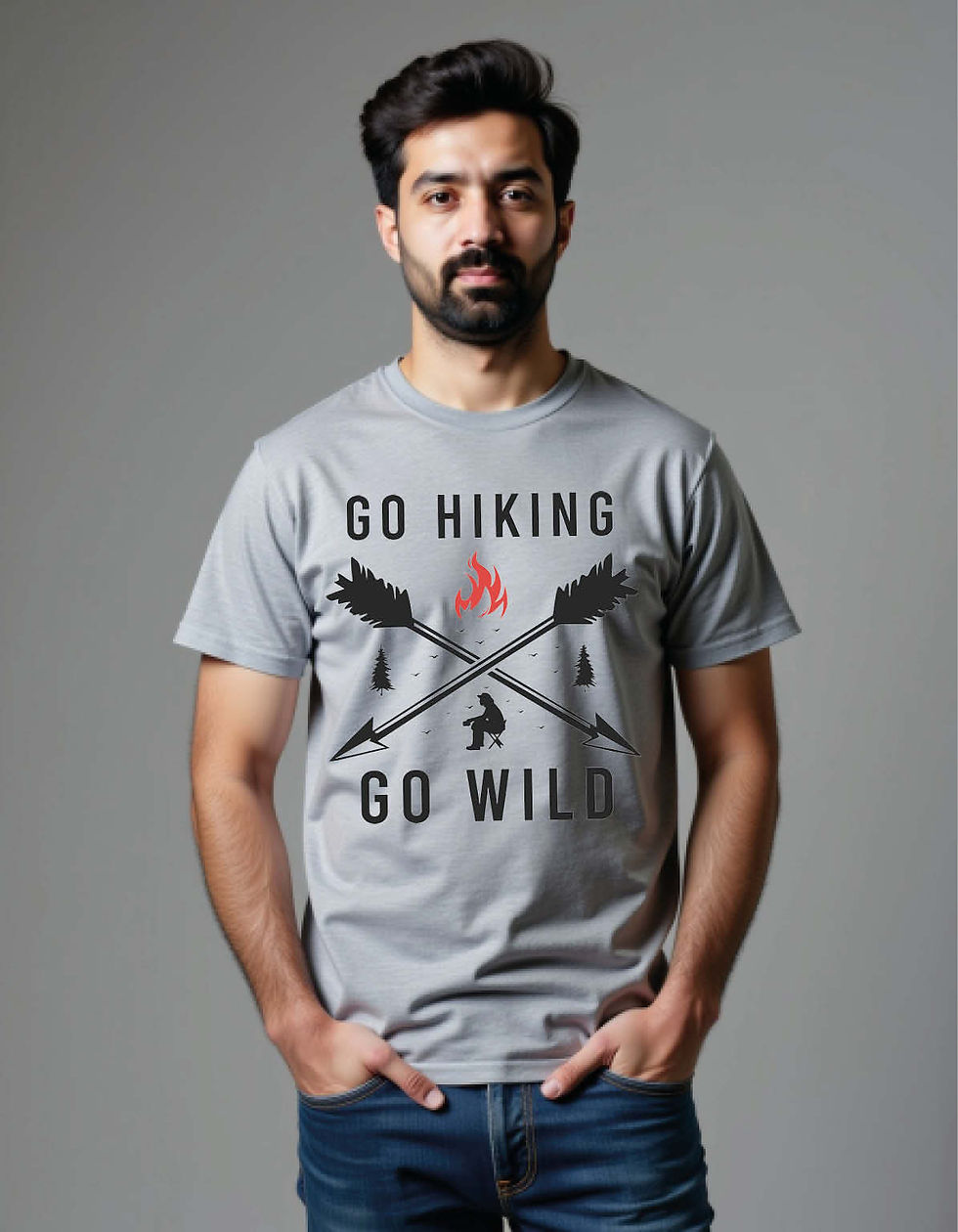 Thumbnail: Go Hiking Go Wild Unisex Printed T-Shirt for All