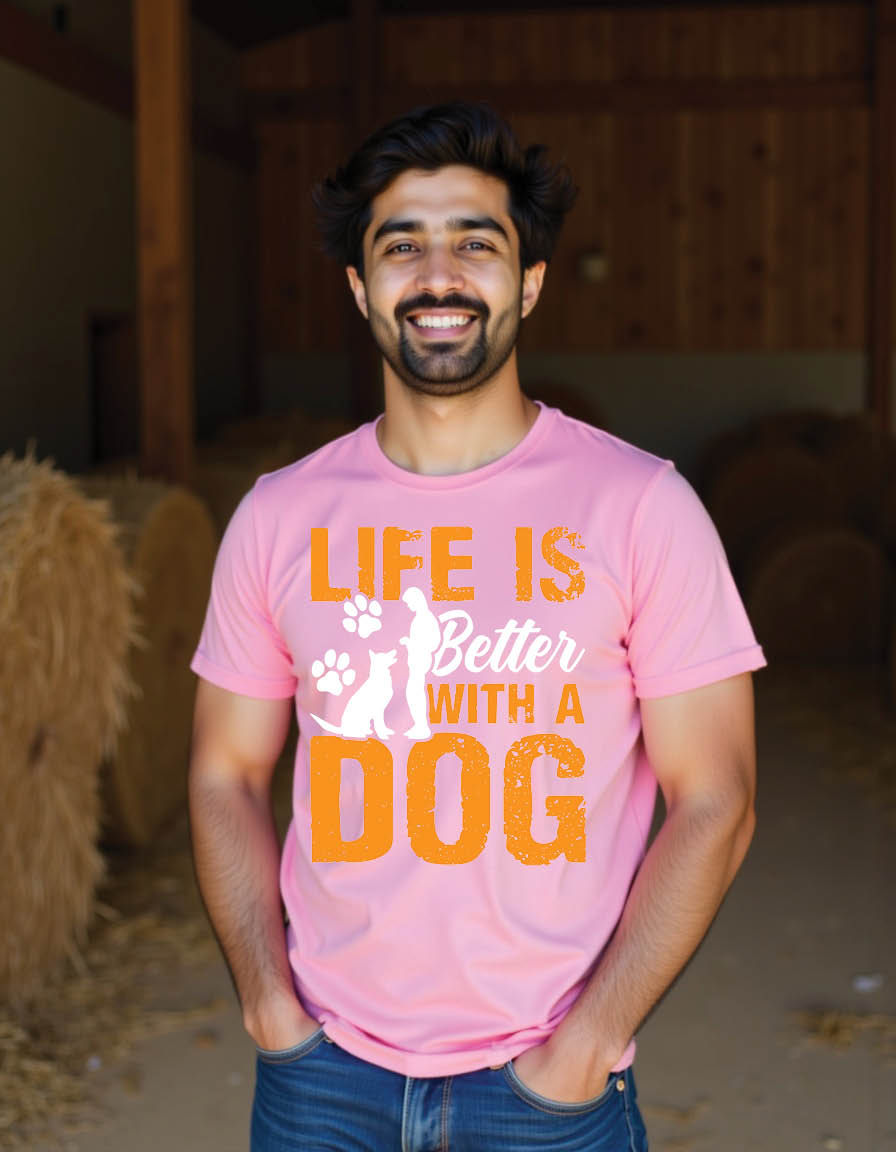 Thumbnail: life is better with dog quotes mens printed graphic t shirt