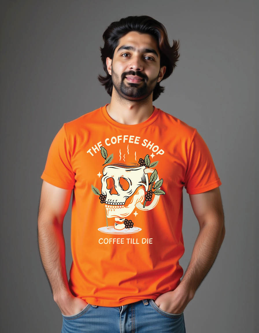 Thumbnail: skull head as cup coffee coffee bean coffee plant mens printed graphic t shirt