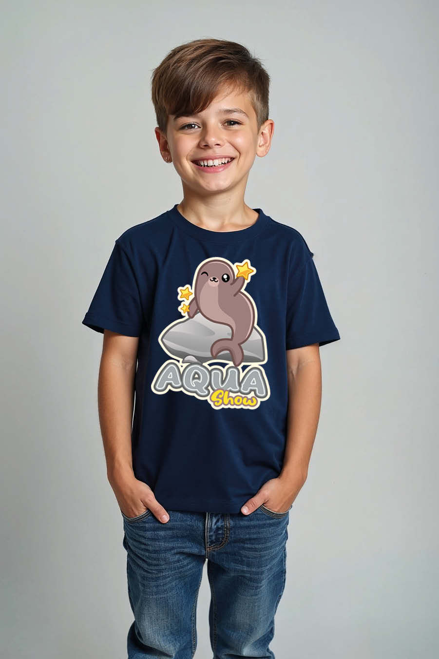 Thumbnail: Aqua Show Cotton Cartoon Printed T-Shirt for Boys & Girls – Character Print