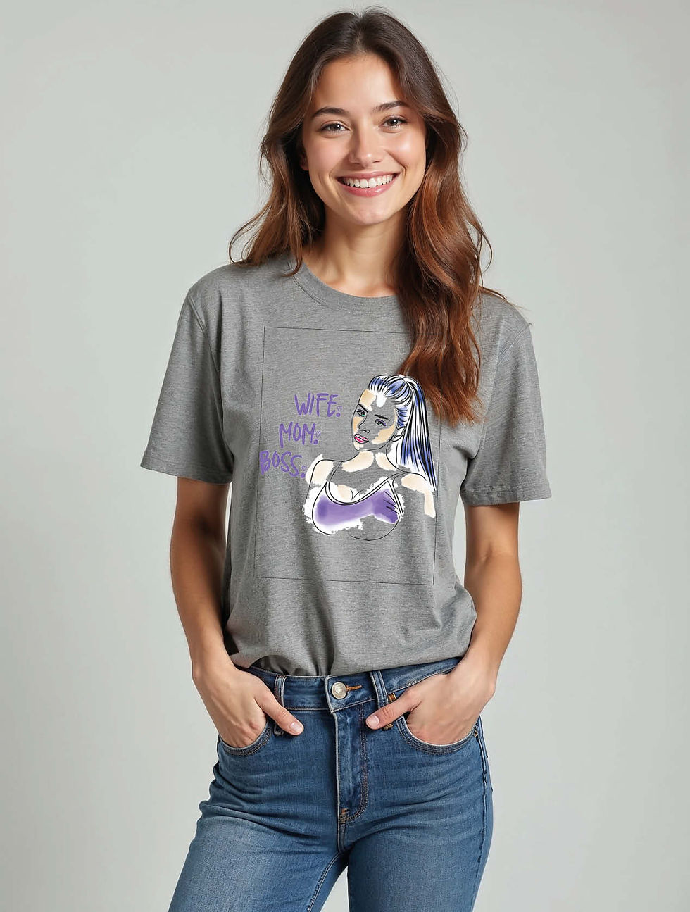 Thumbnail: wife mom boss Cool Women’s Printed Graphic Typography T-Shirt – Shop Now