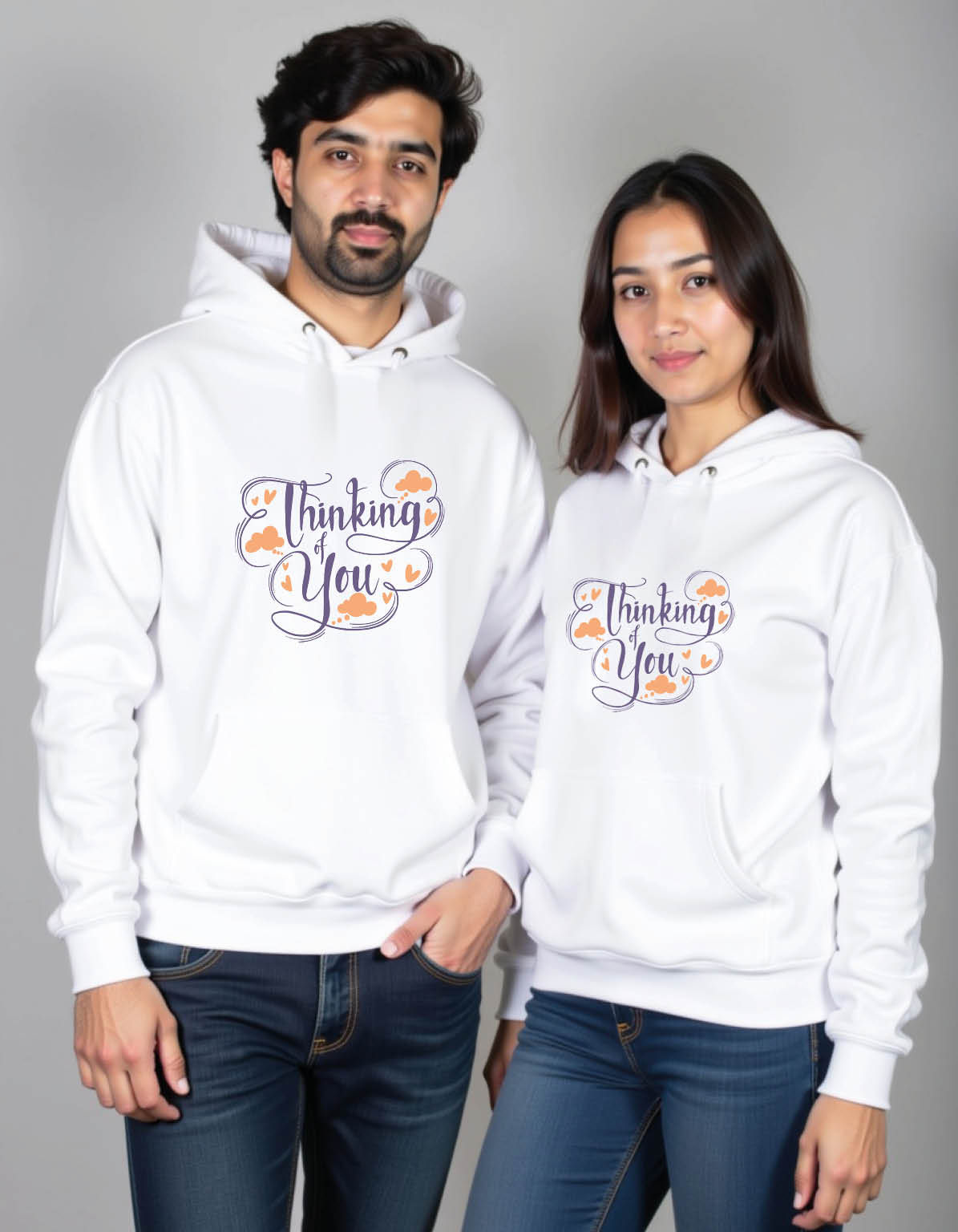 thinking you Best Selling Printed Couple Hoodies Online