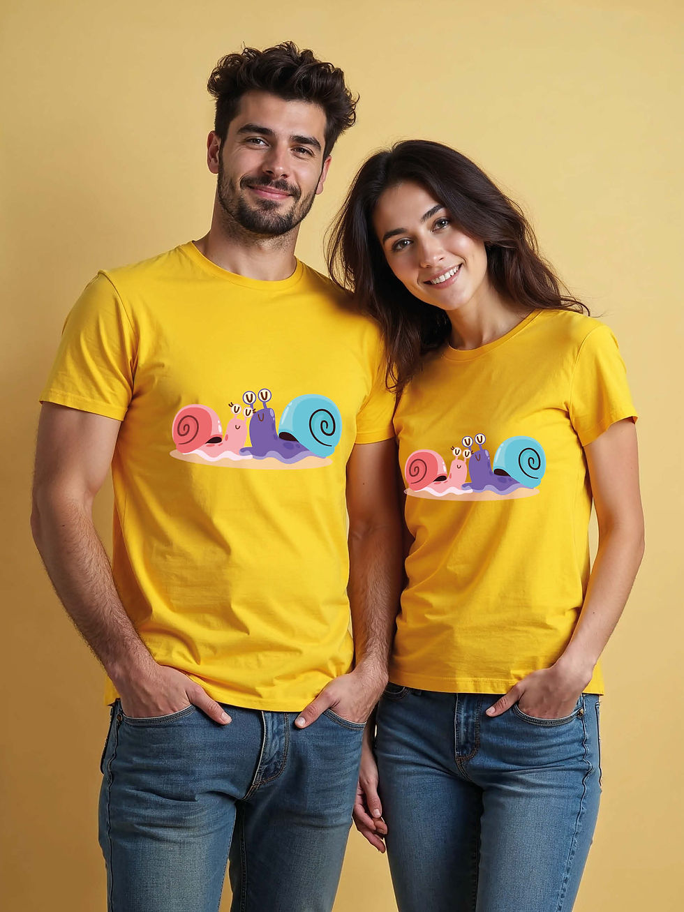 Thumbnail: Romantic Cartoon Couple Matching Tee Lovers Edition – Fast Delivery
