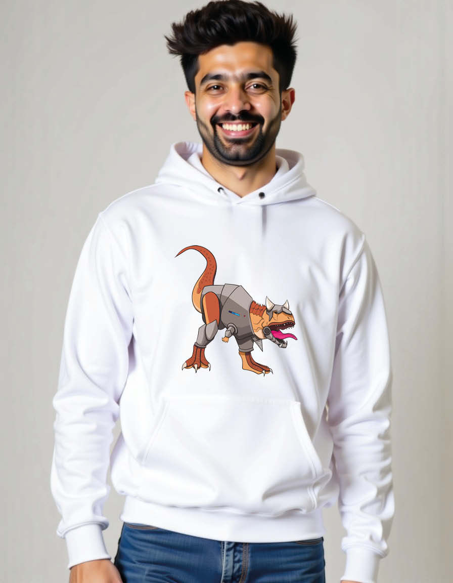 Thumbnail: Cartoon Dinosaur Warrior Vintage Unisex Printed Graphic Hoodies For Men & Women