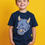 Thumbnail: Blue Fanged Oni Demon Graphic Tee for Kids Casual Trendy Printed Tee for Kids –