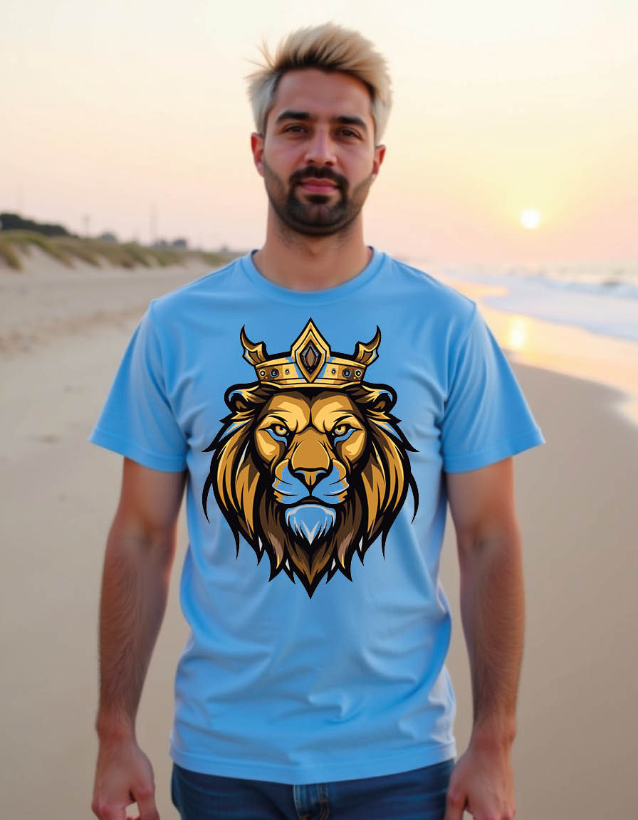 Thumbnail: lion-mascot mens printed graphic t shirt