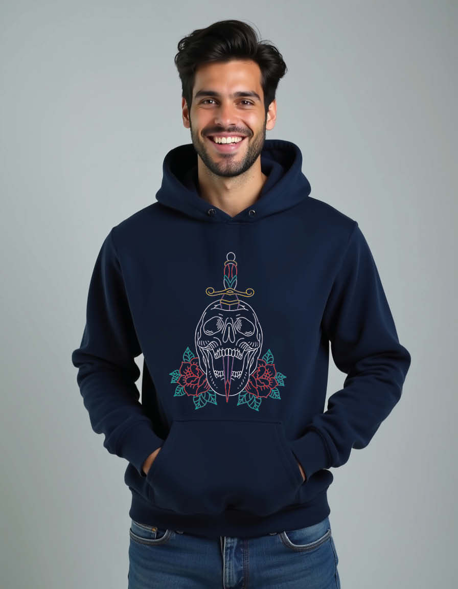 Thumbnail: Sacred Skull Bloom Unisex Graphic Printed Hoodies for mens & womens