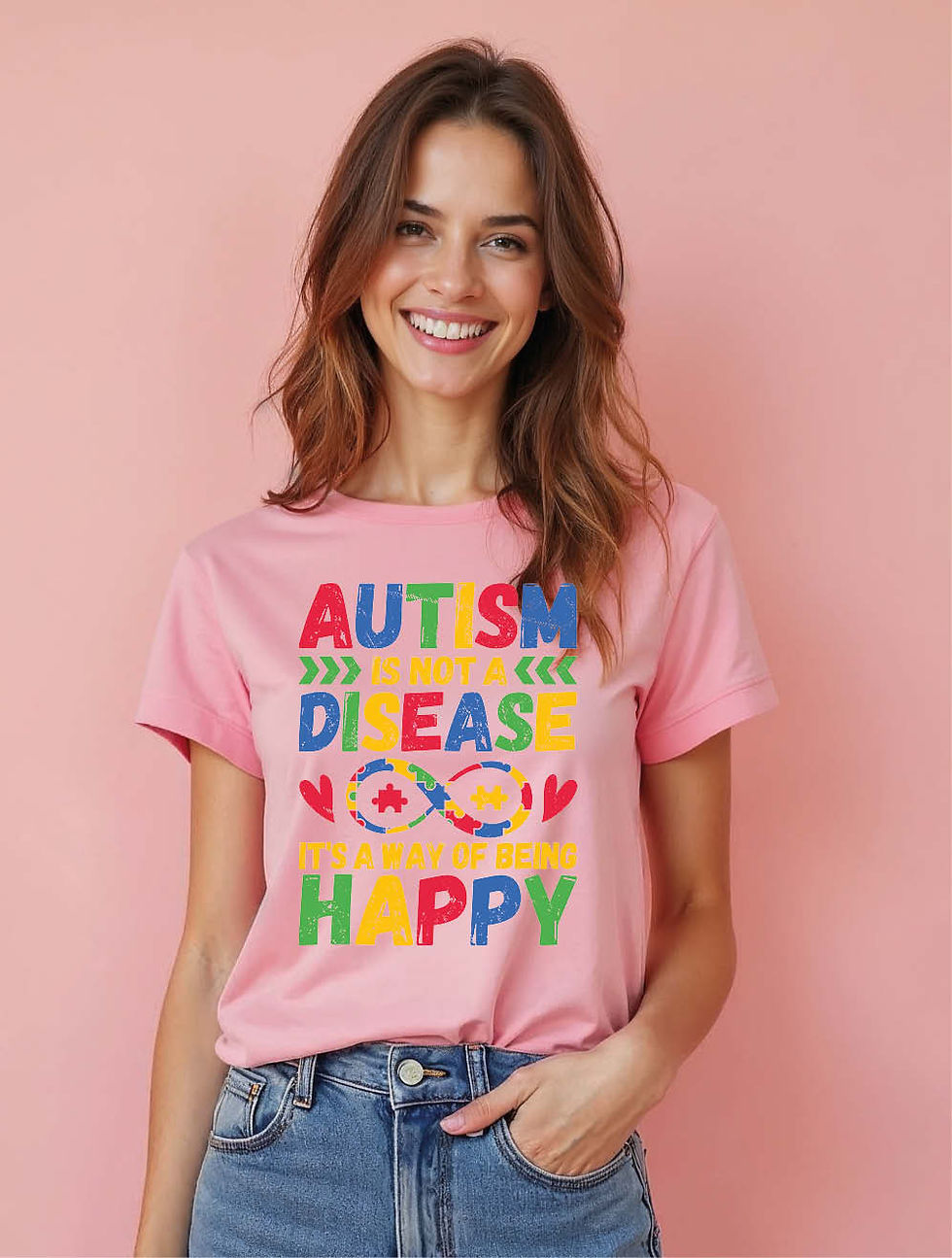 Thumbnail: autism is not a disease it's a way of being happy Casual Women’s Printed T-Shirt