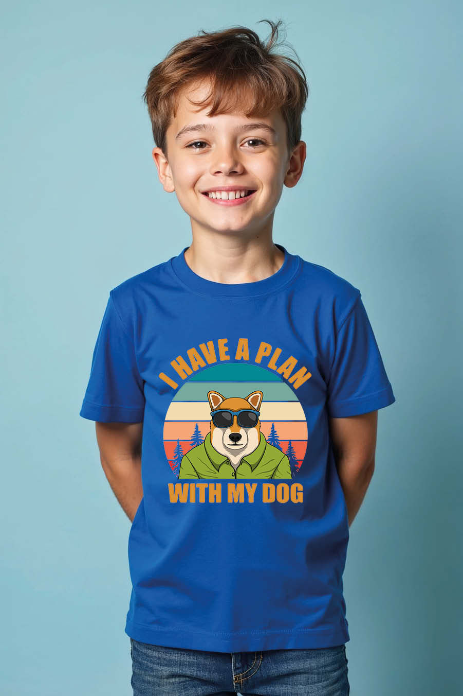 Funny Dog Lover T-Shirt – I Have a Plan With My Dog Graphic Boys&girls Tee