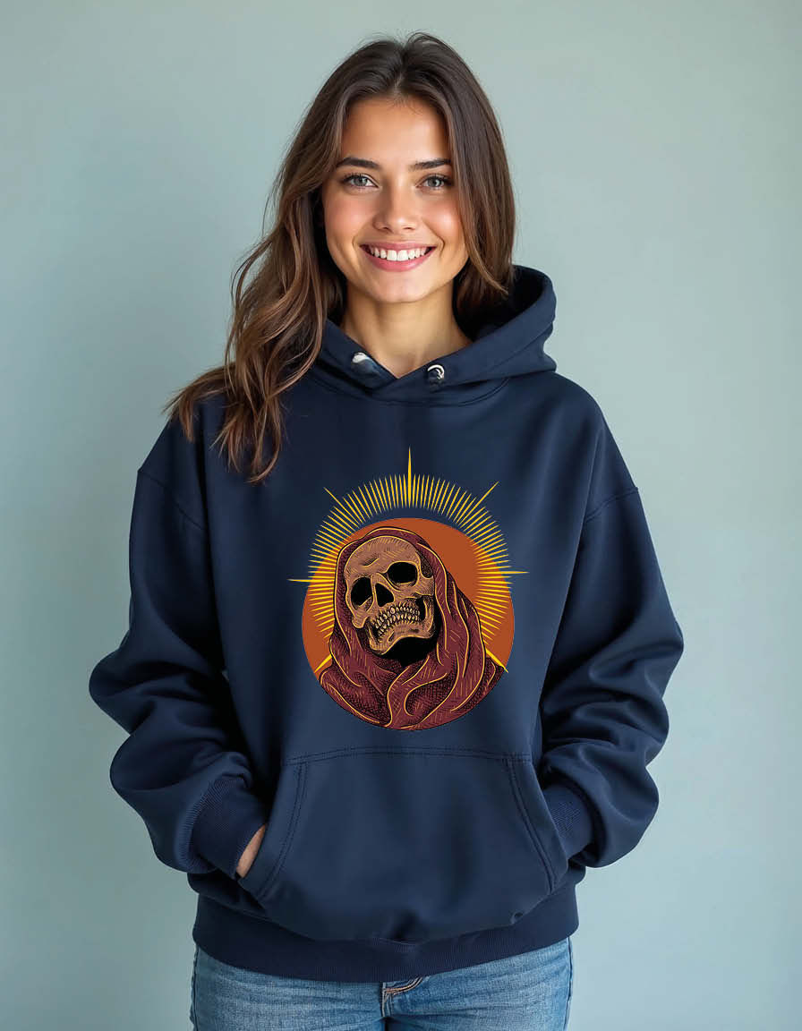 Thumbnail: Haloed Skull Portrait Streetwear Unisex Printed Graphic Hoodies For Men & Women