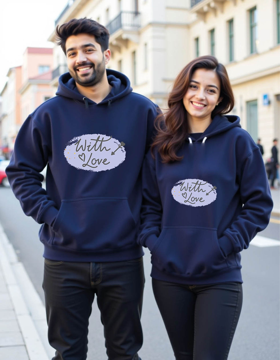Thumbnail: with love Oversized Printed Graphic Couple Hoodies Streetwear