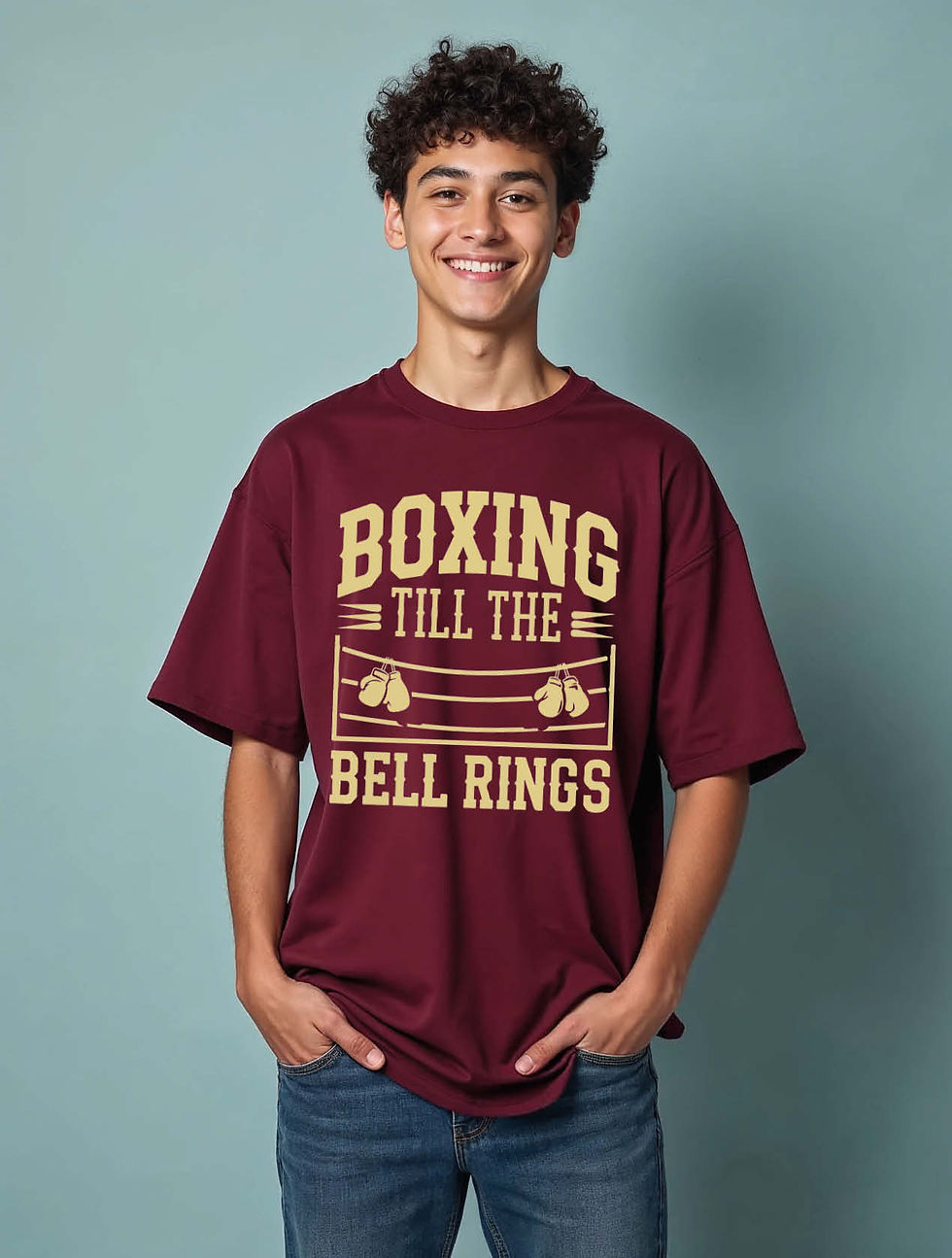 boxing till the bell rings Aesthetic Unisex Oversized Drop Shoulder T-Shirt