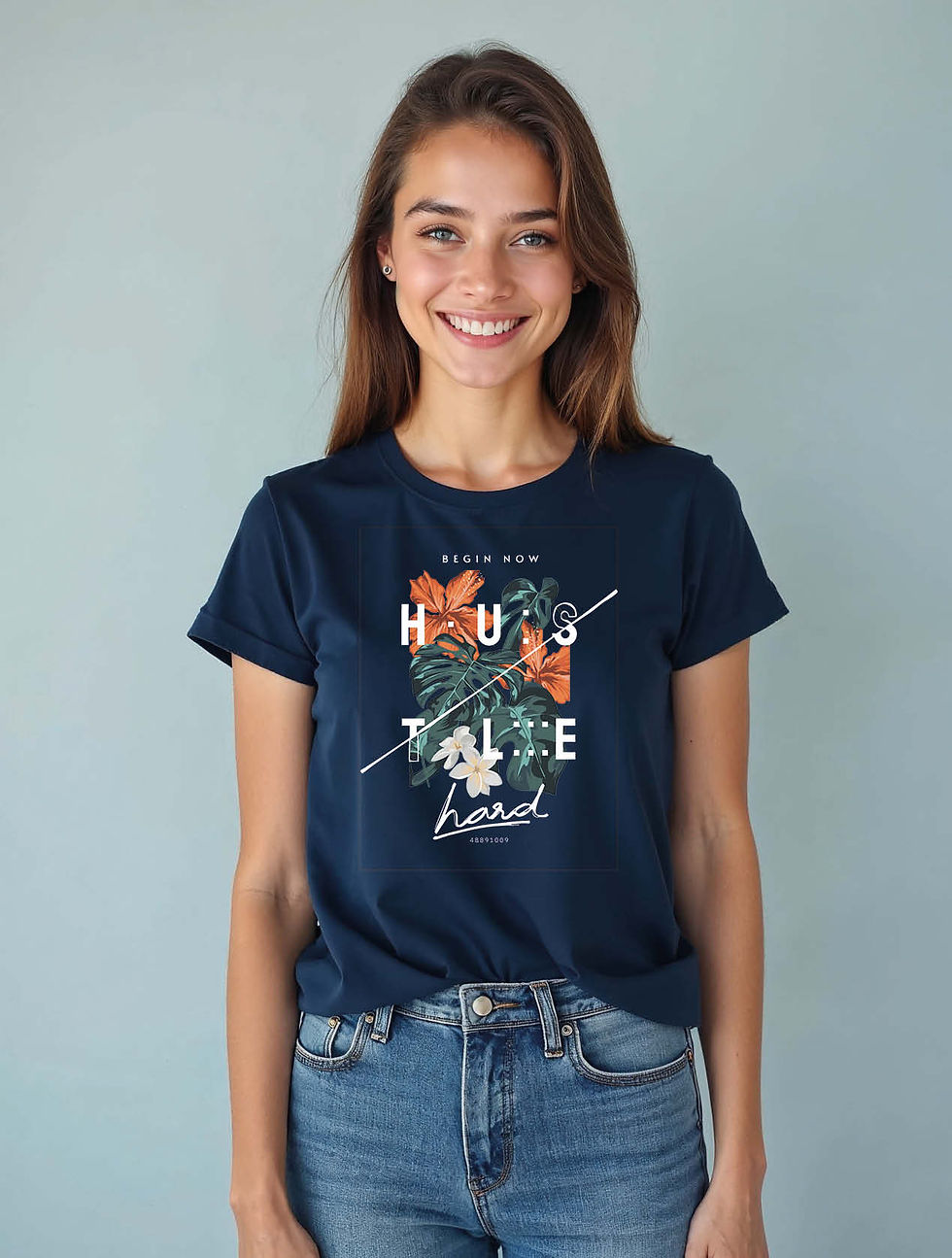 Thumbnail: hustle hard Chic Women’s Graphic Stylish Printed T-Shirt – Sale