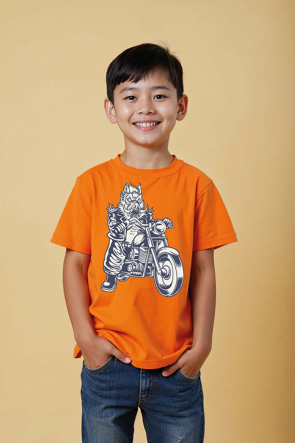 Thumbnail: Cool Biker Dog Graphic Kids T-Shirt – Stylish Motorcycle Rider Illustration Tee
