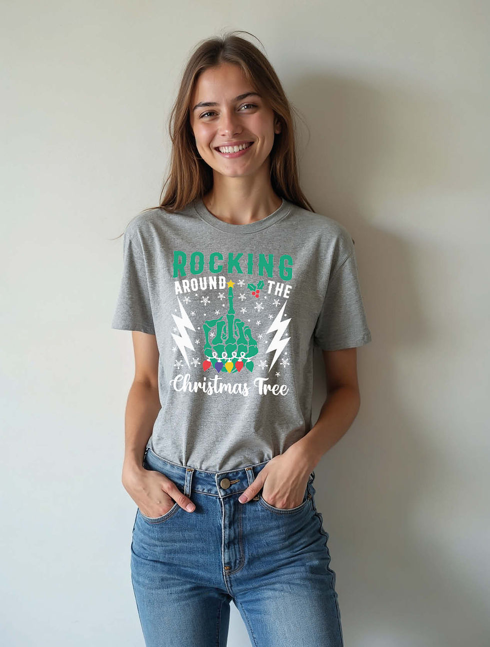 Thumbnail: rocking around the christmas tree Trendy Women’s Printed Graphic Streetwear Tees
