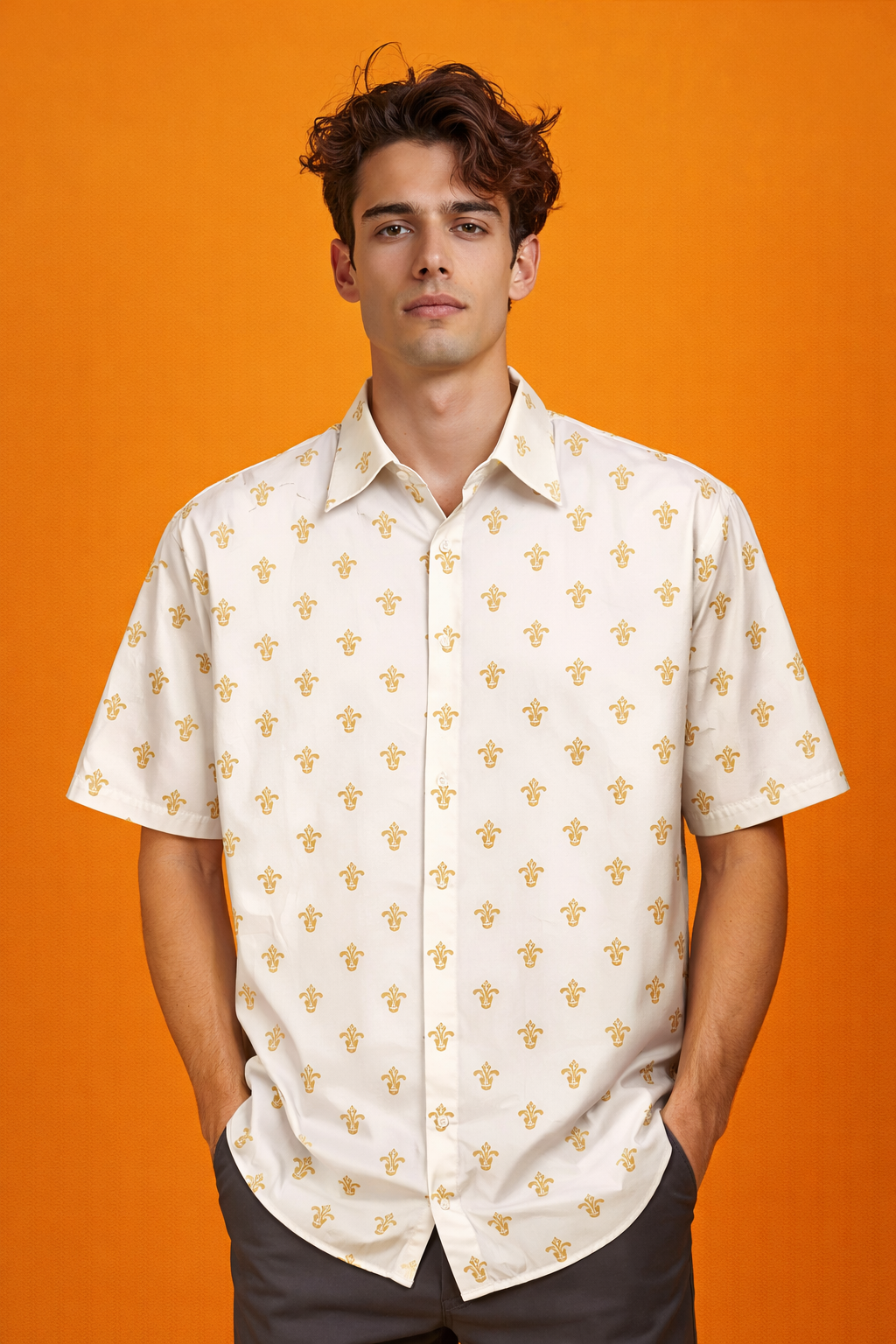 Stylish Pattern Relaxed Fit Patterned All Over Print Oversized Shirt