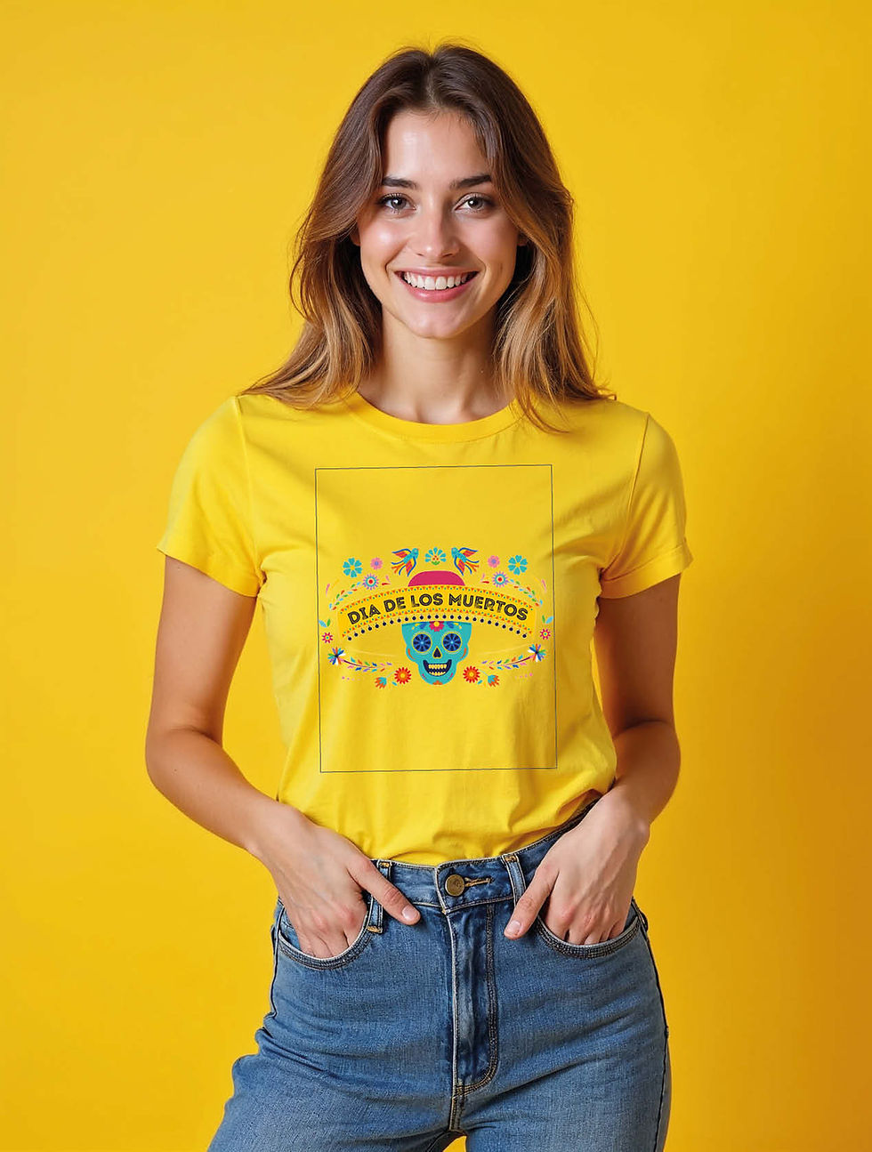 Thumbnail: Dia de Los Muertos Trendy Women’s Printed Graphic Streetwear T-Shirt – Discount