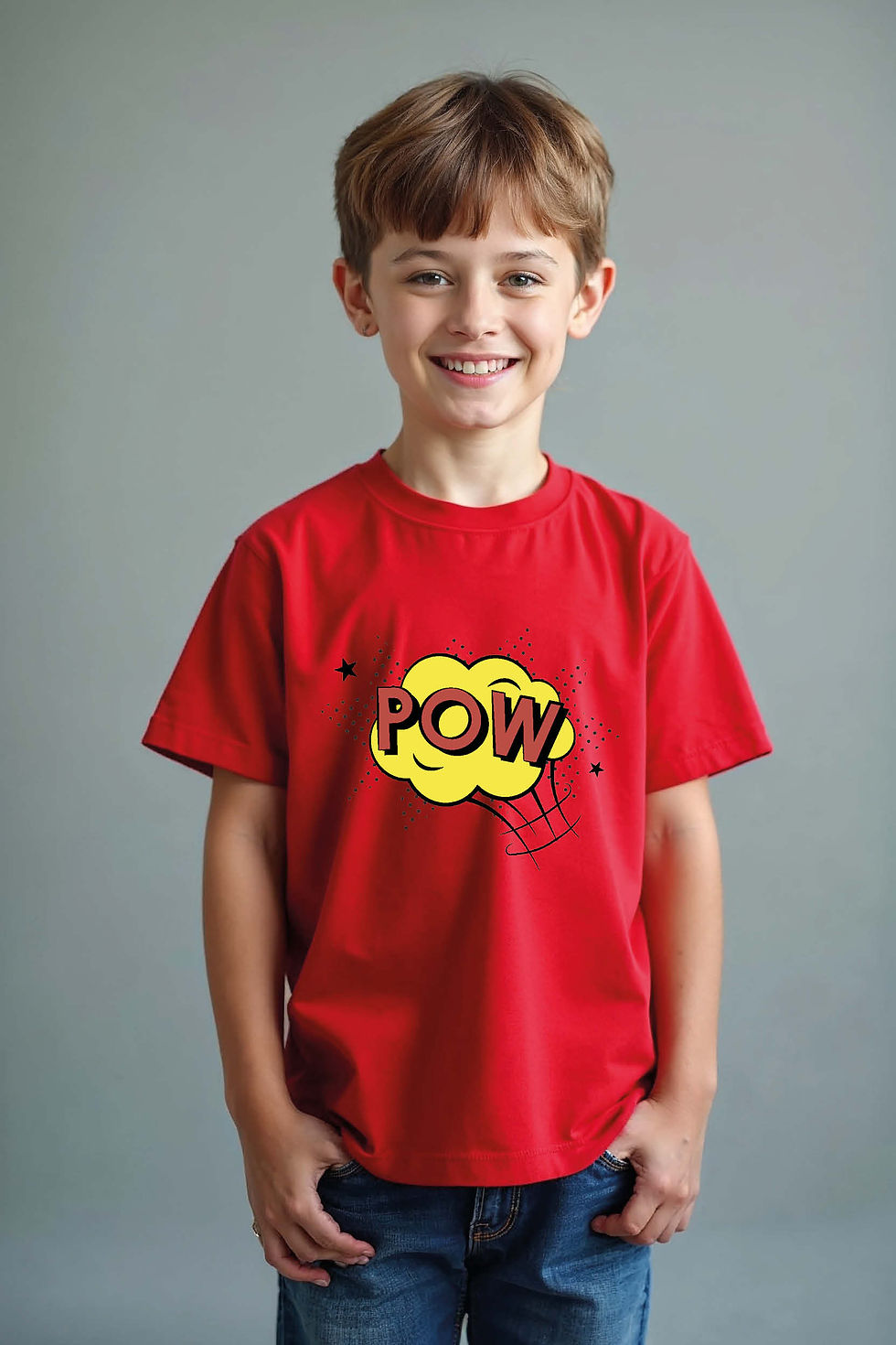 pow Stylish Typography Print T-Shirt for Kids – Artwork Print Design