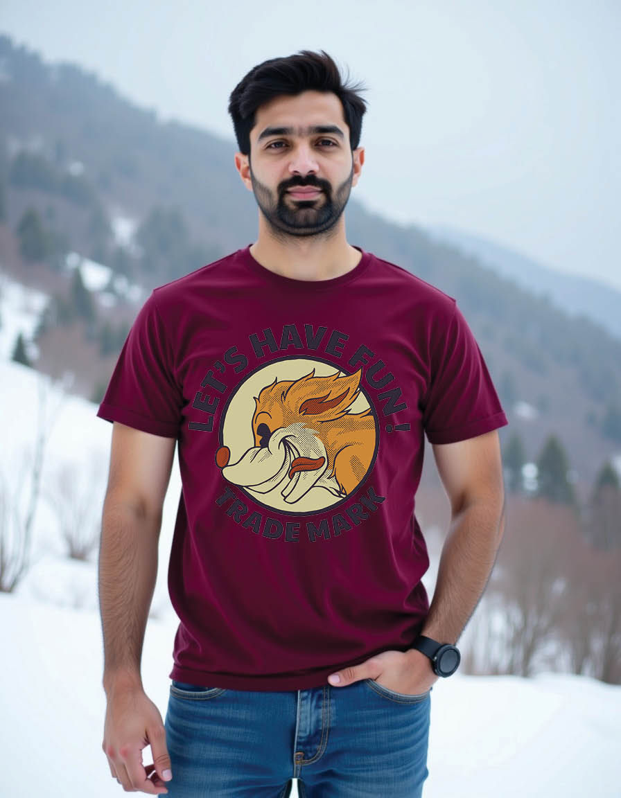 Thumbnail: side view smiling fox head mens printed graphic t shirts
