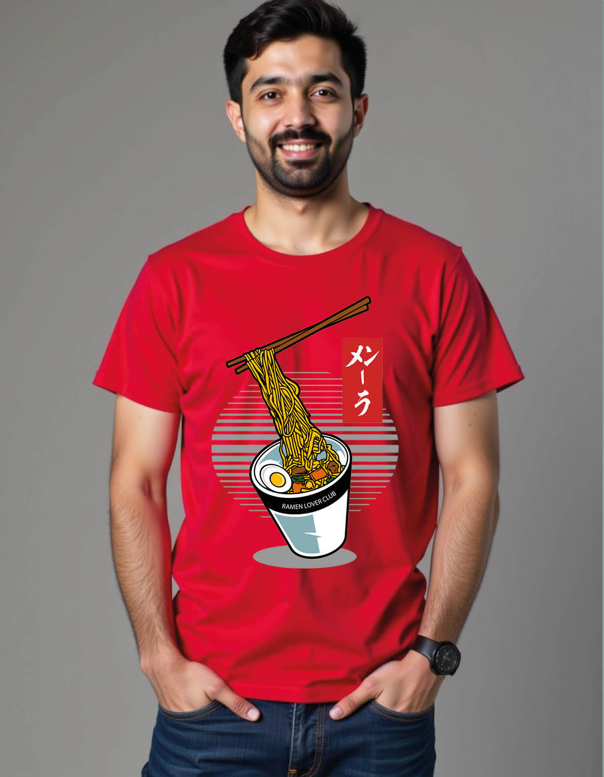 cup noodle drawn by chopsticks mens printed graphic t shirt
