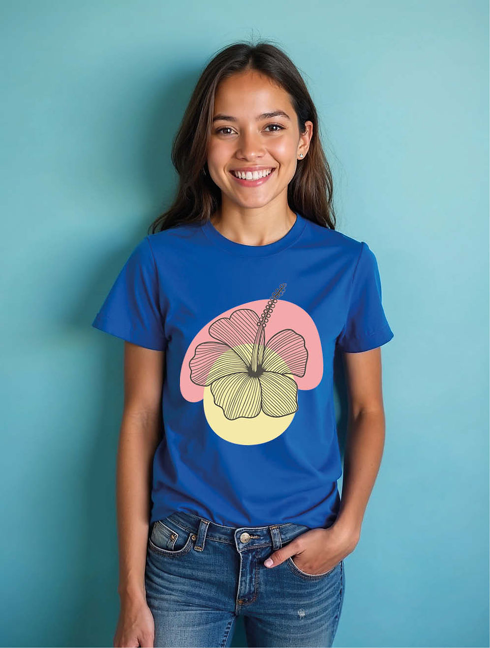 Thumbnail: Sketch-Style Hibiscus Casual Women’s Printed Graphic Streetwear T-Shirt