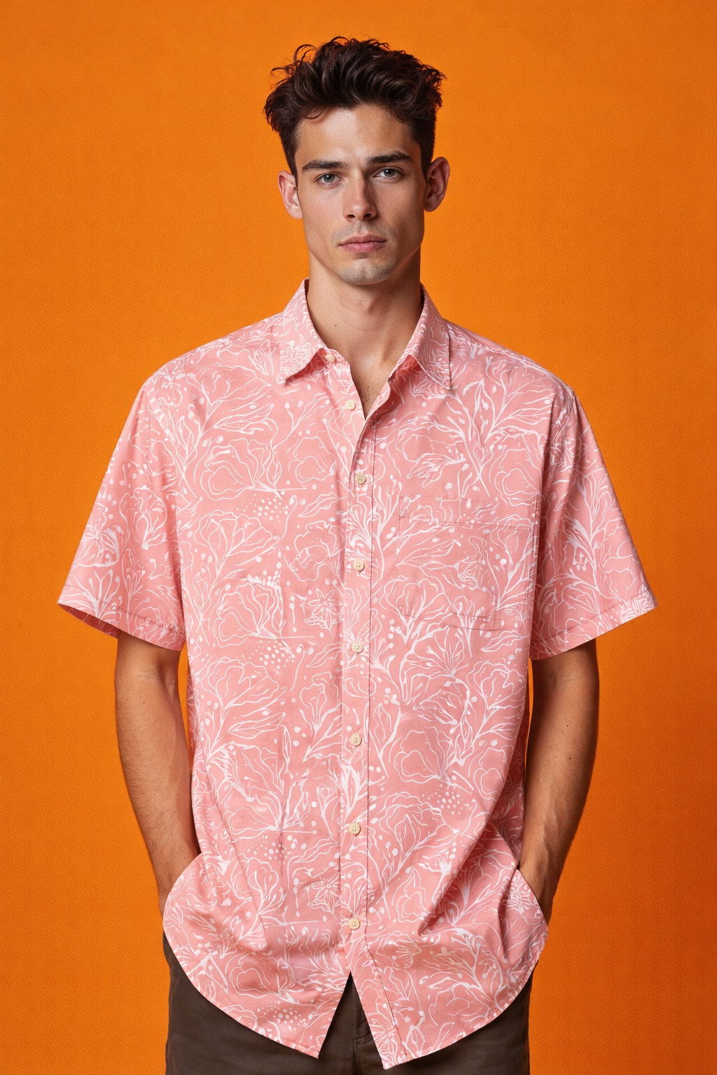 Botanical rendy Comfort Patterned All Over Print Oversized Shirt