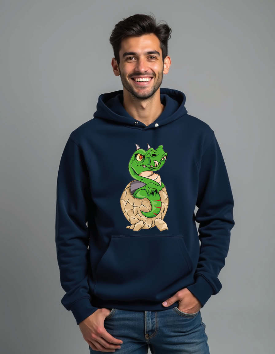 Thumbnail: Cute Green Dragon Cartoon Vintage Unisex Printed Graphic Hoodies For Men & Women