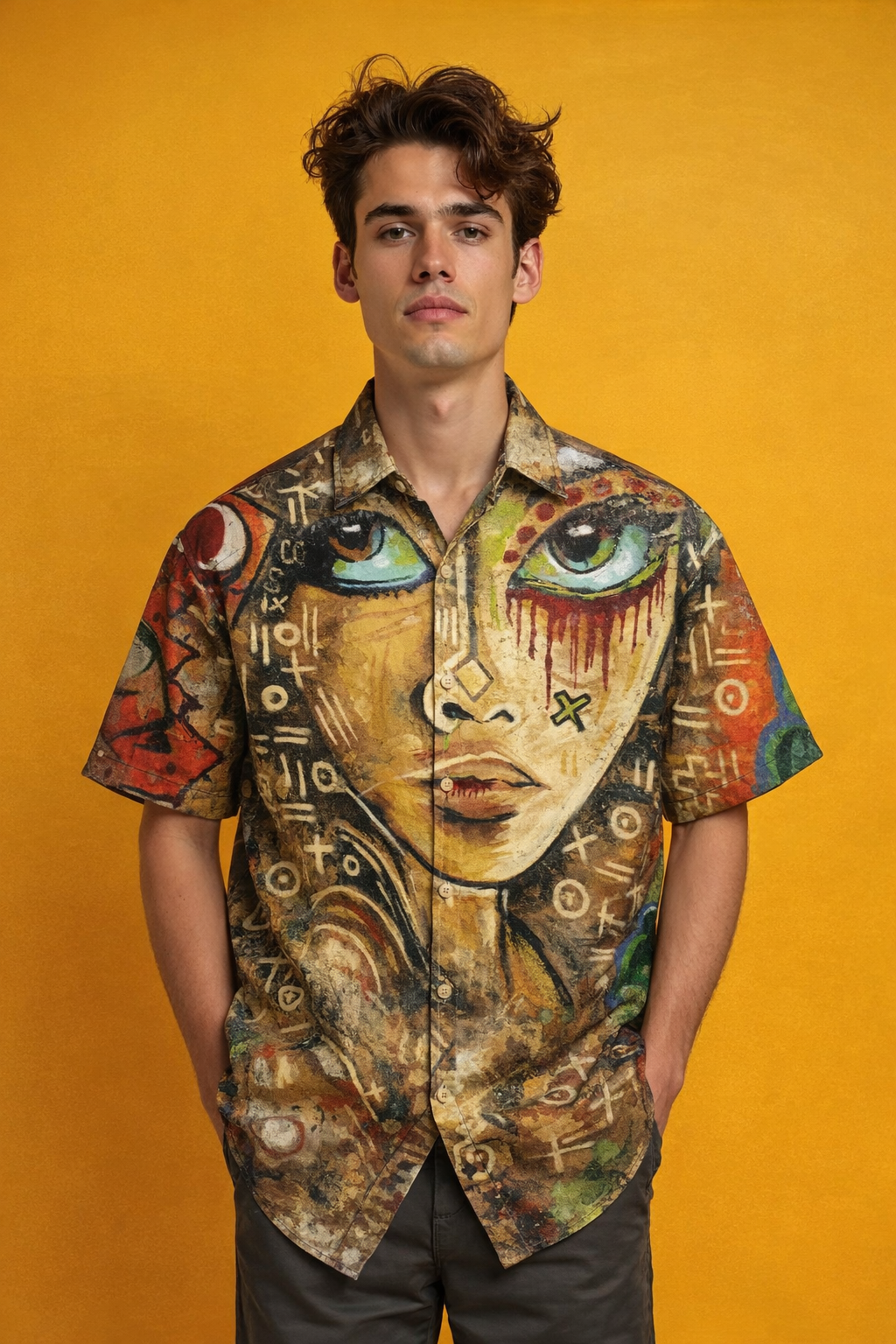Street art style Trend Inspired Patterned All Over Print Oversized Shirt