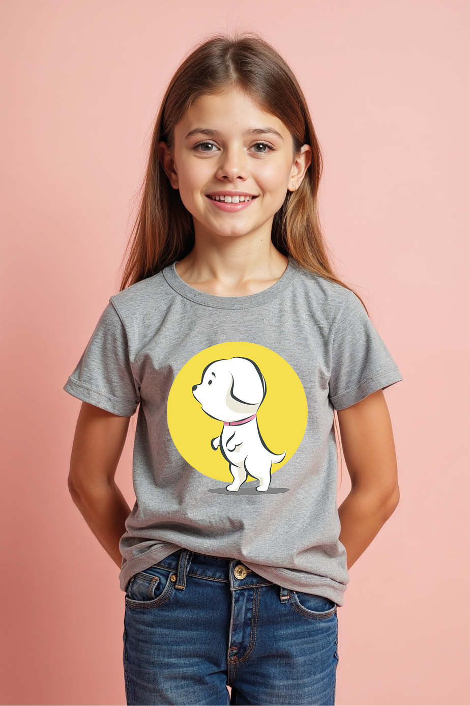 Thumbnail: Cute White Puppy Dog Kids T-Shirt | Adorable Pet Kids Graphic Tee