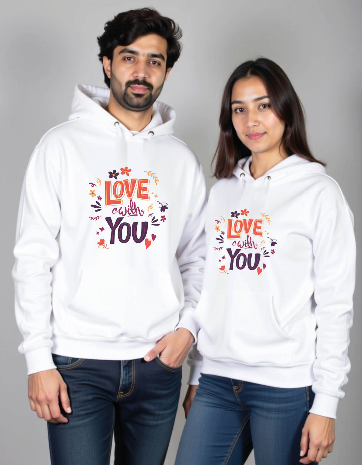 love with you classic Printed Graphic Couple Hoodies