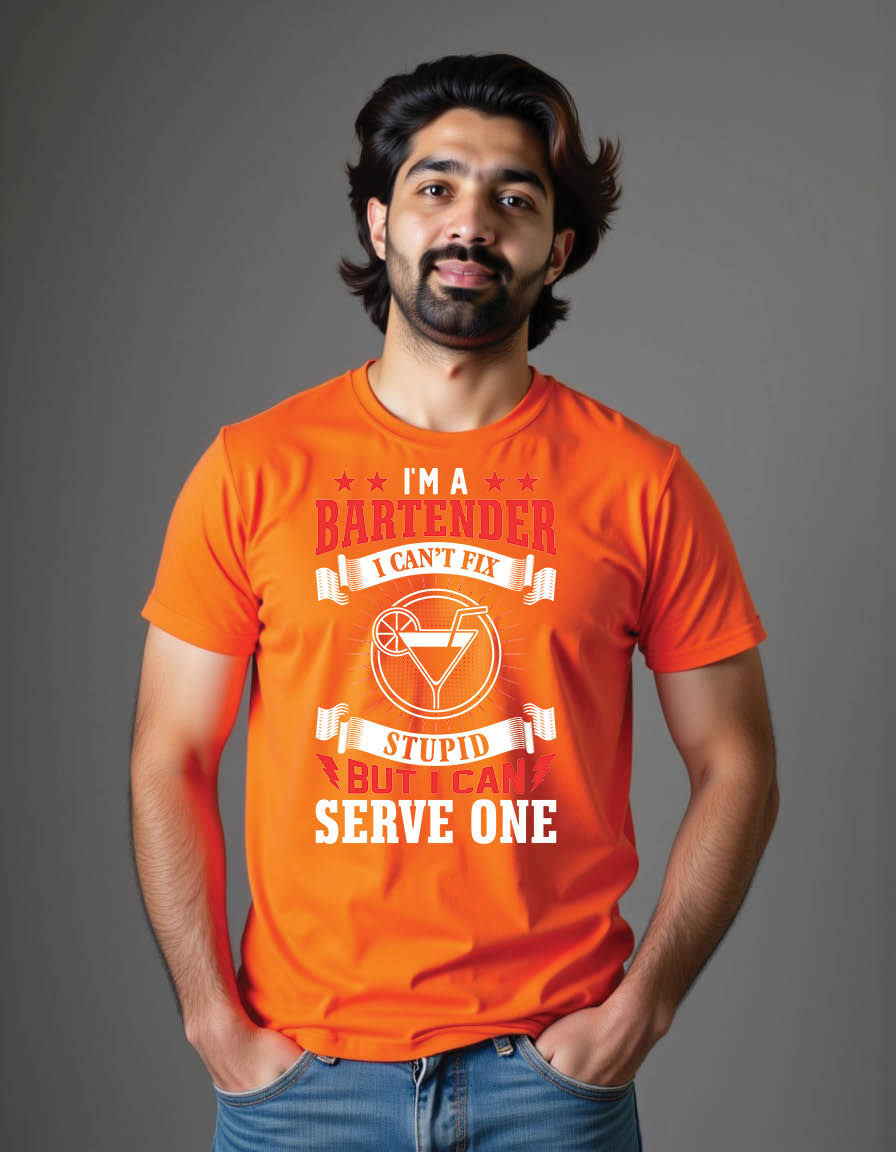 Thumbnail: i m bartender i can t fix stupid i can serve one mens printed graphic t shirt