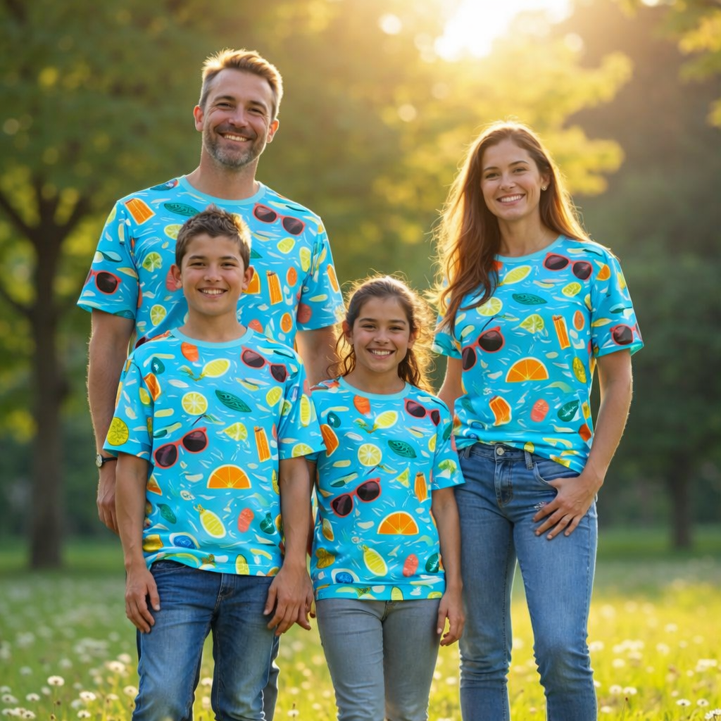 Family summer matching printed tees pack of 4