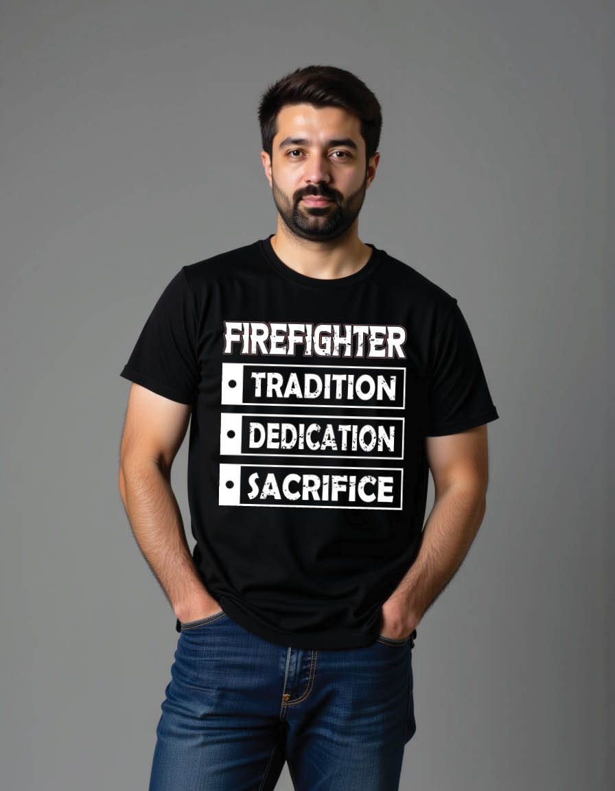firefighter tradition dedication sacrifice mens printed graphic t shirt