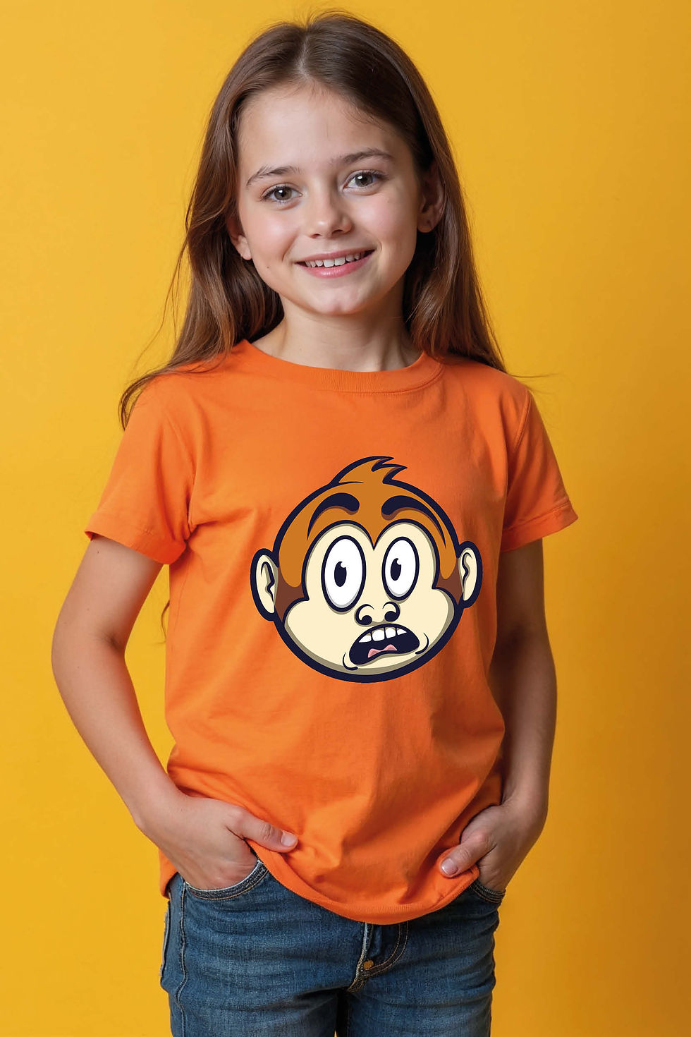 Thumbnail: Shocked  Surprised Monkey Face Cartoon Kid's T-Shirt Casual Cartoon Printed Tee