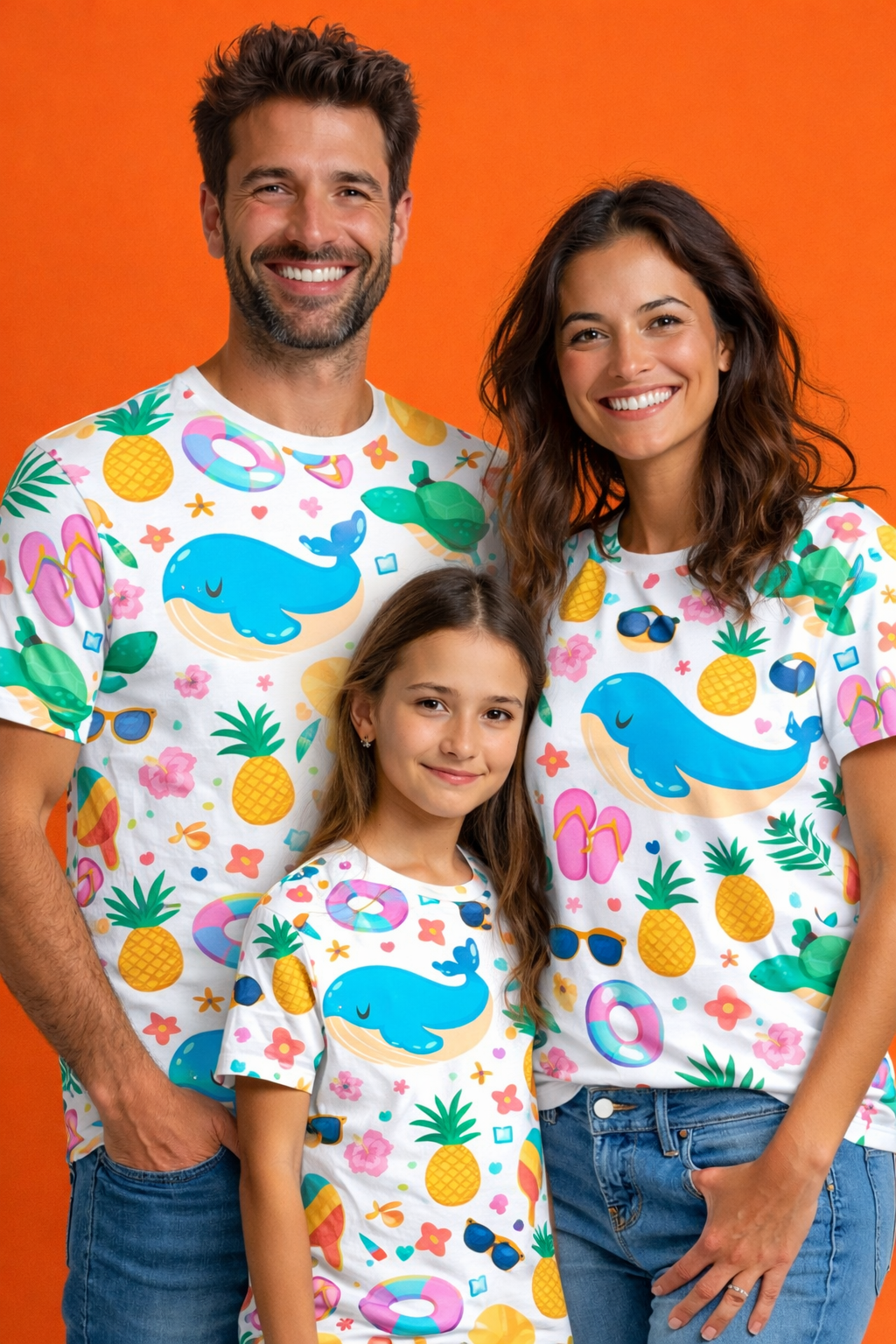Family tropical matching printed tees pack of 3