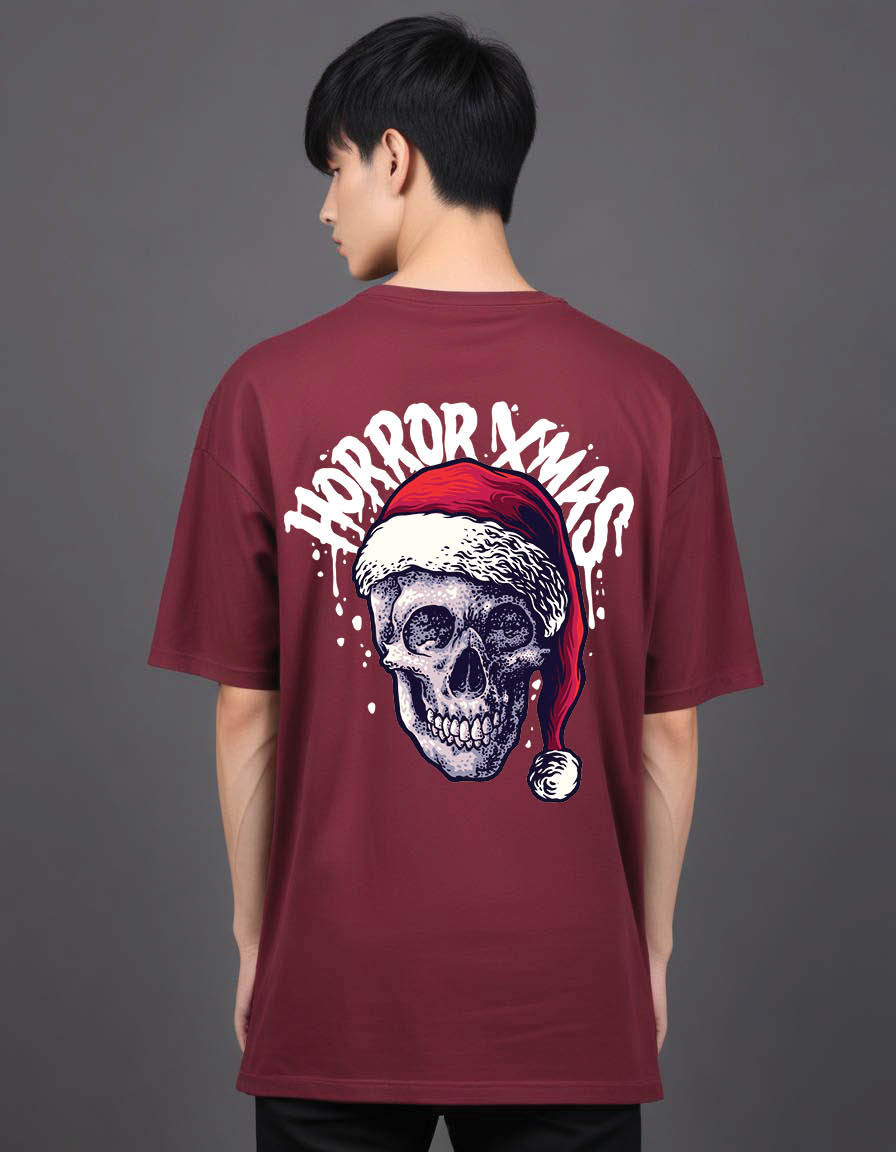 Thumbnail: horror xmas mens Oversized Printed t shirt