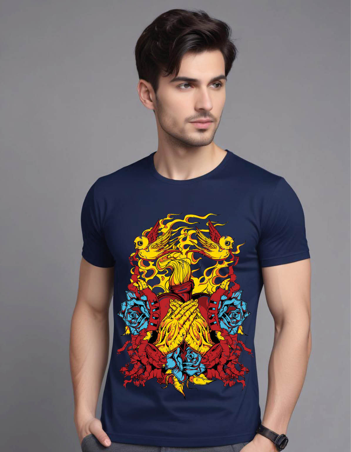 gratitude hands heart flourish mens printed graphic t shirt