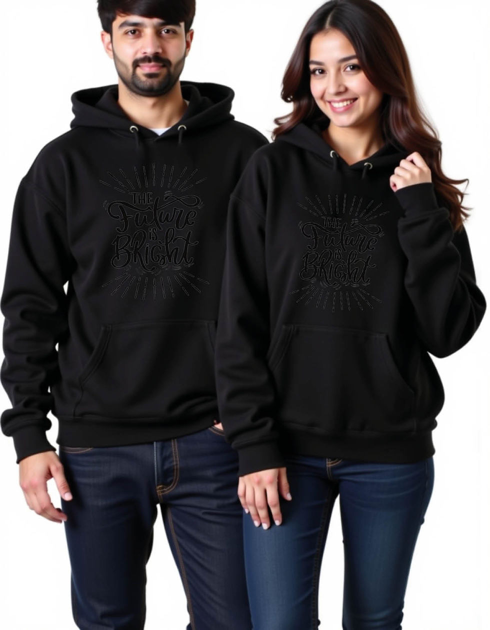 Thumbnail: the future is bright  Modern Graphic Printed Hoodies for Couples