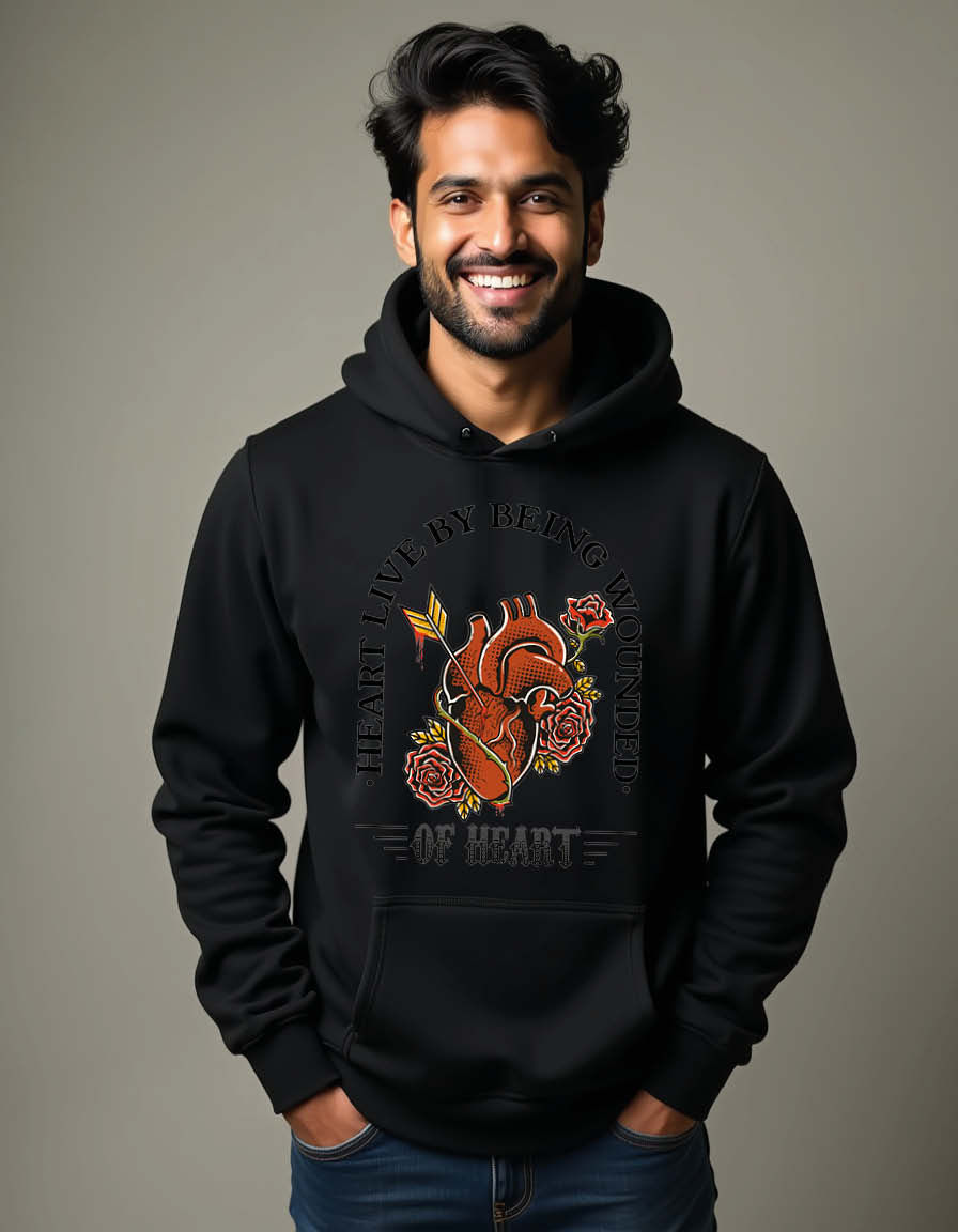 Thumbnail: heart live by being wounded of heart Unisex Graphic Printed Hoodies