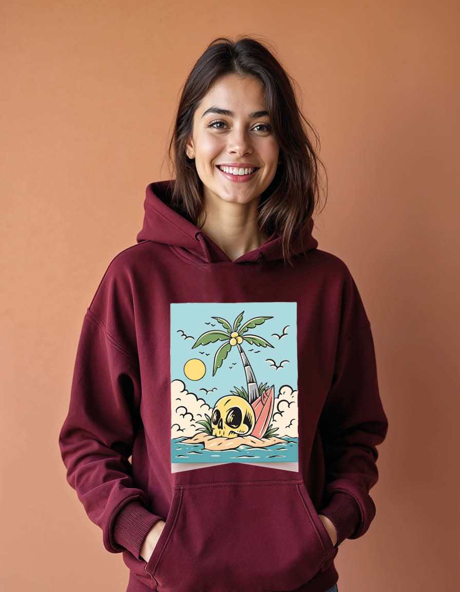 Thumbnail: Tropical Skull Island Unisex Graphic Printed Hoodies for mens & womens