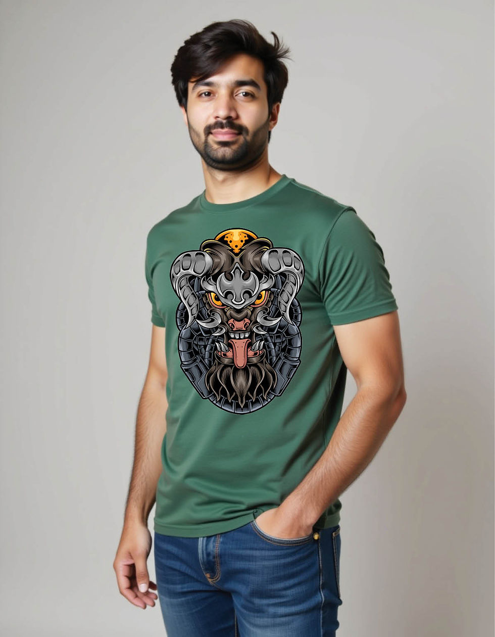 Thumbnail: devil monster fang horned mens printed graphic t shirts